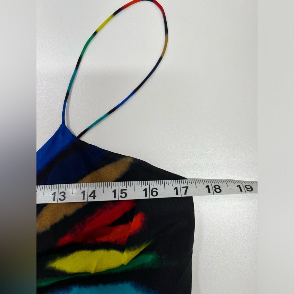 Alice + Olivia Harmon Silk Rainbow Stripe Tank Top Cowl Neck - Picture 11 of 16